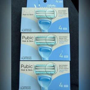 3x Gillette Venus for Pubic Hair & Skin Women Razor Blade Refills 4 ct Each